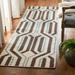 Brown/White 30 x 0.25 in Area Rug - George Oliver Petya Geometric Hand-Woven Flatweave Wool/Cream/Beige/Brown Area Rug | 30 W x 0.25 D in | Wayfair