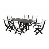 POLYWOOD® Coastal Folding Arm Chair 7-Piece Outdoor Dining Set Plastic in Black | Wayfair PWS154-1-BL901