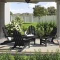 POLYWOOD® Classic Folding Adirondack 5-Piece Conversation Group Plastic in Black | Outdoor Furniture | Wayfair PWS119-1-BL