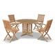 Jati Teak Garden Table and Chairs Set - Grade-A Teak | Berwick 1.2m Octagonal Foldable Dining Table | 4x Oxburgh Foldable Armchairs | Delivered Ready-Assembled