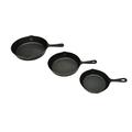 vidaXL Cast Iron Skillet/Grill Pans Set of 3 - Non-Stick, Heat Conducting, Pre-Treated for Home & Camp Cooking, BBQ, Compatible with All Types of Hobs