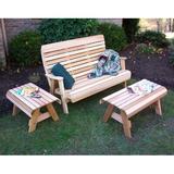 Creekvine Designs Cedar Benches 3 Piece Sofa Seating Group Wood in Brown | Outdoor Furniture | Wayfair WRF1110SETCVD-CS