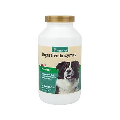 NaturVet Digestive Enzymes Plus Probiotic Chewable Tablets Digestive Supplement for Cats & Dogs, 90 count