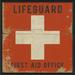 The Artwork Factory Lifeguard First Aid Office Black Text Framed Graphic Art Paper, Metal in Orange | 25.13 H x 25.13 W x 1.13 D in | Wayfair 17191
