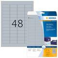 HERMA Self Adhesive High-Glossy Foil Labels, 48 Labels Per A4 Sheet, 1200 Labels For Laser Printers, Silver, 45.7 x 21.2 mm (4097)