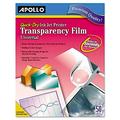 Apollo Transparency Film for Inkjet Printers, Universal, Quick Dry, 50 Sheets/Pack (VCG7033S)