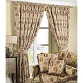 Zurich Pencil Pleat Curtains (Pair) - Champagne Cream - Floral Jacquard Design - Matching Tiebacks - Room Darkening - 100% Polyester - 168cm width x 229cm drop (66" x 90" inches)