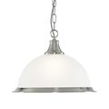 American Diner Satin Silver and Opaque Glass Ceiling Pendant Light, 1044