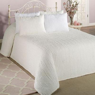 Channel Chenille Bedspread, King, Ivory