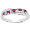 The Ruby Ring Collection: Ruby & Diamond Channel Set Crossover Eternity Ring in Sterling Silver (Size L)