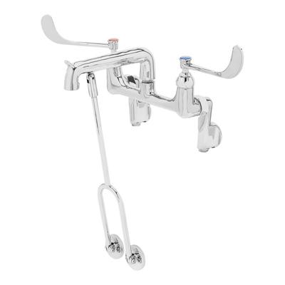 T&S B-0650-01 Wall Mount Mop Sink Faucet with 8" Adjustable Arm Centers, 6" Wrist Action Handles, Lower Wall Support, and Eterna Cartridges