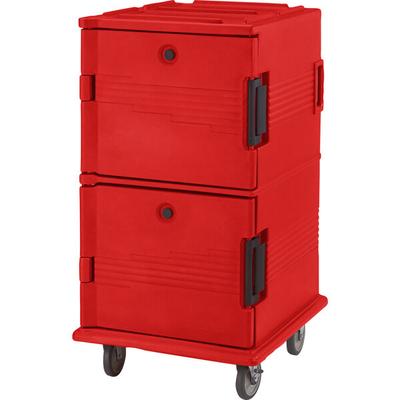 Cambro Hot Box | UPC1600HD158 Hot Red Ultra Camcart Insulated Food Pan Carrier with Heavy Duty Casters