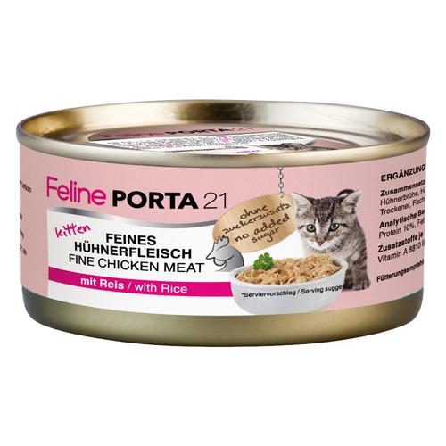 6x156g Kitten Hühnerfleisch mit Reis Porta 21 Katzenfutter nass