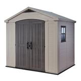 Keter Factor 8x6 ft. Resin Outdoor Storage Shed w/ Floor for Patio Furniture & Tools in Brown | 95.5 H x 101 W x 71.5 D in | Wayfair 213039