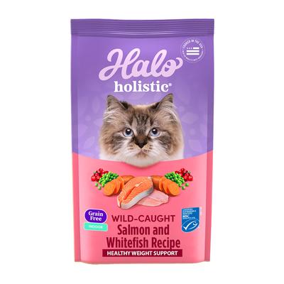 Halo Holistic Complete Digestive Health Indoor Grain Free Wild-caught Salmon & Whitefish Recipe Adult Dry Cat Food, 6 lbs.