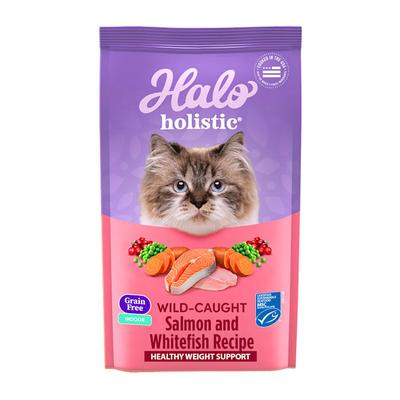 Halo Holistic Complete Digestive Health Indoor Grain Free Wild-caught Salmon & Whitefish Recipe Adult Dry Cat Food, 6 lbs.