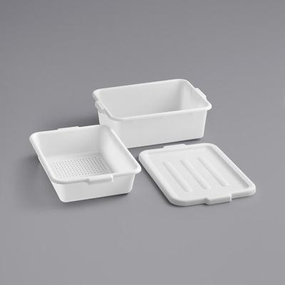Choice 20" x 15" x 7" White Polypropylene Drain Box / Flatware Soaker Set