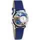 Whimsical Watches Footprints Royal Blue Leather and Silvertone Unisex Quartz Watch with White Dial Analogue Display and Multicolour Leather Strap S-0710011