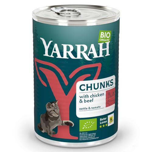 6x405g Chicken, Beef & Tomato Yarrah Organic Chunks Wet Cat Food