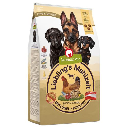 10 kg Lieblings Mahlzeit Junior Geflügel Granatapet Hundefutter trocken getreidefrei