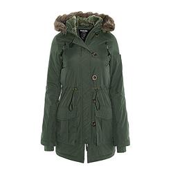 Brave Soul Womens Military Polyester Padded Parka Coat - Khaki - 8