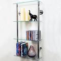 Maxwell - Wall Mounted 4 Tier Glass 90 CD / 60 DVD Storage Shelves - Clear/Silver