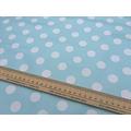 Prestige Fashion UK Ltd 20m Roll DUCK EGG Polka Dot Vinyl PVC Spotty Oilcloth plastic table protector kitchen Fabric Tablecloth shop Wholesaler