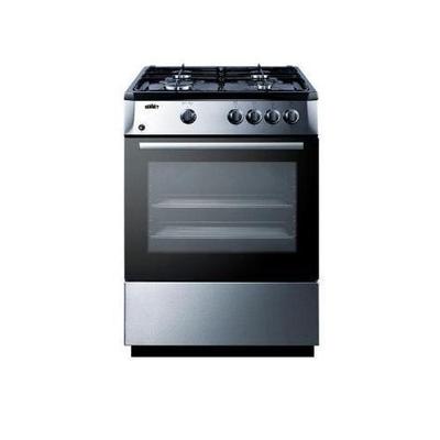 Summit Appliance 24 in. 2.7 cu. ft. Slide-In Gas Range in Stainless Steel and Black PRO24G
