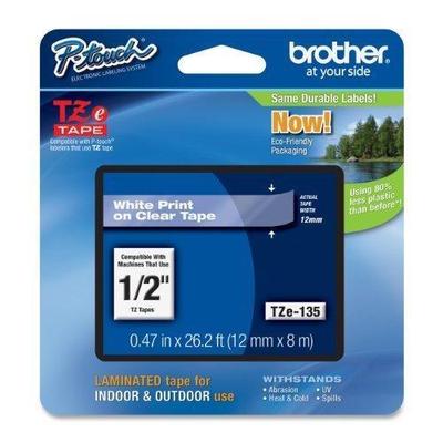 Brother TZe135 Laminated Tape for P-Touch Labelers (White on TZE-135