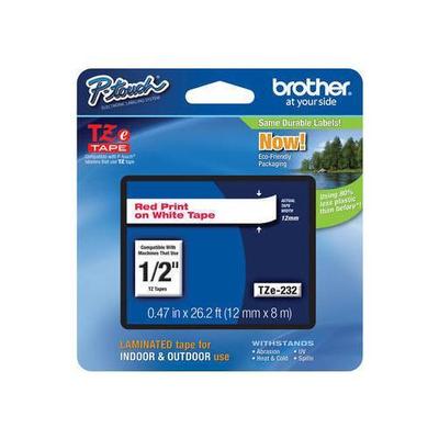 Brother TZe232 Laminated Tape for P-Touch Labelers (Red on W TZE-232
