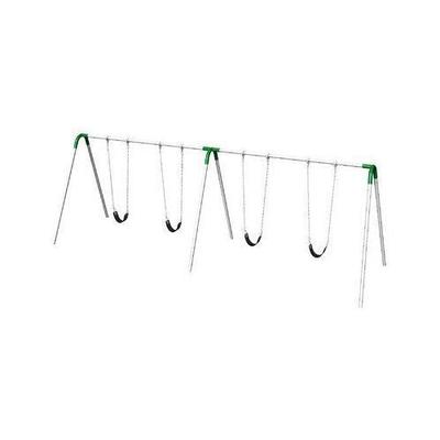 Ultra Play Playground Double Bay Commercial Bipod Swing Set with Strap Seats and Green Yokes