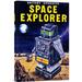 Global Gallery 'Space Explorer' by Retrobot Vintage Advertisement on Wrapped Canvas in Blue/Indigo | 22 H x 14.74 W x 1.5 D in | Wayfair