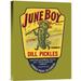 Global Gallery 'June Boy Dill Pickles' by Retrolabel Vintage Advertisement on Wrapped Canvas in Green/Yellow | 22 H x 16.5 W x 1.5 D in | Wayfair