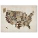 Trademark Fine Art "USA States Text Map 2" by Michael Tompsett Framed Textual Art on Wrapped Canvas in Brown | 14 H x 19 W x 2 D in | Wayfair