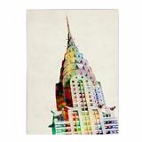 Trademark Fine Art 'Chrysler Building' by Michael Tompsett Framed Graphic Art on Wrapped Canvas in Blue/Green/Yellow | 32 H x 24 W x 2 D in | Wayfair