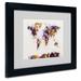 Trademark Fine Art "Paint Splashes World Map 4" by Michael Thompsett Framed Graphic Art Canvas, Wood in Indigo | 11 H x 14 W x 0.5 D in | Wayfair