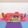 Flash Furniture Goddard 24"W x 48"L Rectangle Adjustable Activity Table Set - 4 Chairs Plastic/Metal in Red | 23.75 H in | Wayfair