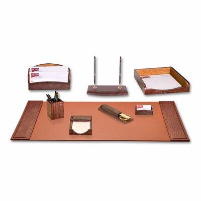 Dacasso Crocodile Embossed 8 Piece Desk Set Leather in Brown | Wayfair D2012