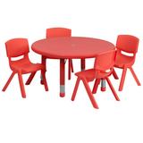 Flash Furniture Goddard Round Height Adjustable Activity Table Set w/ 4 Chairs Plastic/Metal in Red | 23.75 H in | Wayfair