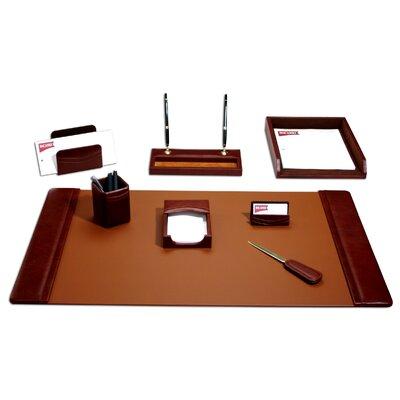 Dacasso 8 Piece Desk Set Leather in Brown | 34 W i...