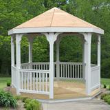 Creekvine Designs 10 Ft. W x 10 Ft. D Solid Wood Patio Gazebo Wood/Hardtop in Brown/White | 117 H x 120 W x 120 D in | Wayfair HBW10VEG-2CVD