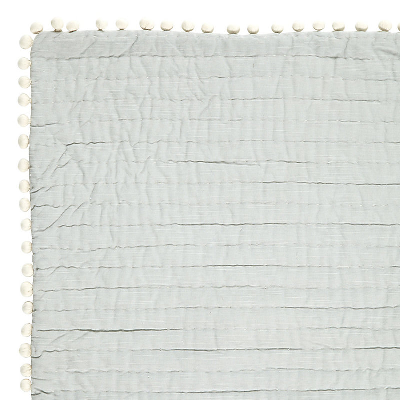 Audree Pom Pom Quilt - Spa, Twin - Ballard Designs