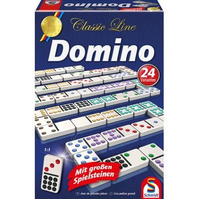 Schmidt Spiele Spiel Classic Line, Domino, mit extra großen Spielsteinen bunt Kinder Ab 6-8 Jahren Altersempfehlung