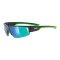 uvex sportstyle 215 - Sportbrille für Damen und Herren - verspiegelt - druckfreier & perfekter Halt - black matt green/green - one size