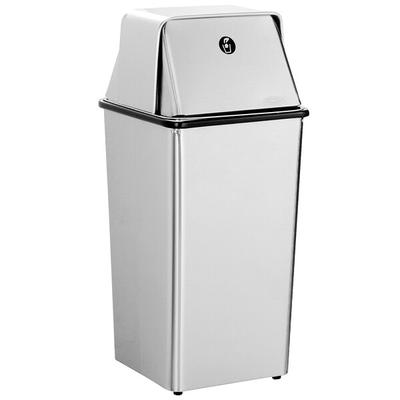 Bobrick B-2250 Floor Standing 13 Gallon Square Trash Can with Swing Lid