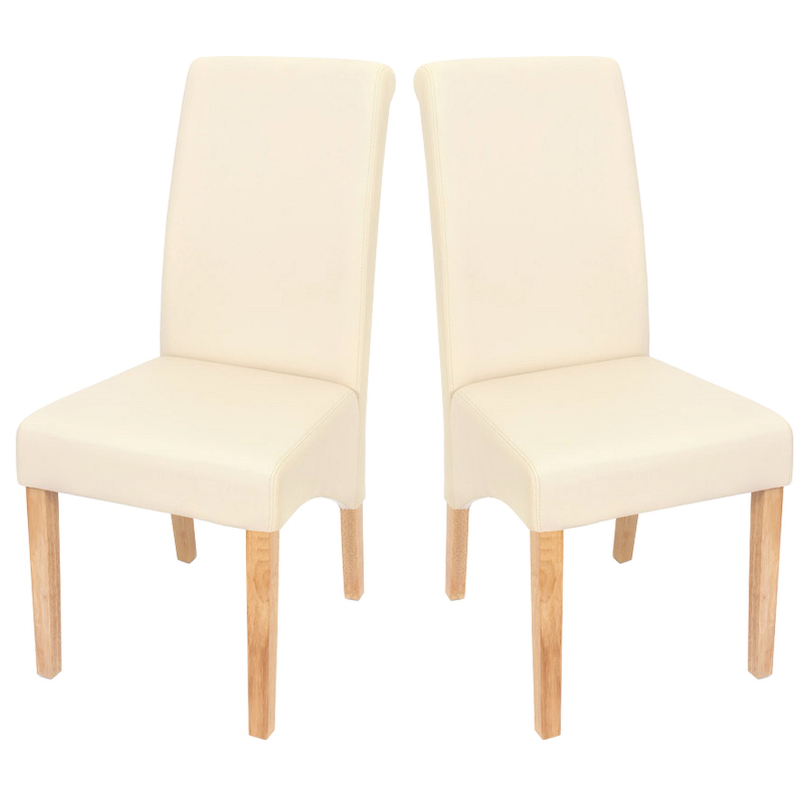 2er-Set Esszimmerstuhl Küchenstuhl Stuhl M37 ~ Kunstleder matt, creme, helle Füße