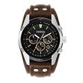 Fossil Watch for Men Coachman, Quartz Chronograph Movement, 44 mm Silver Stainless Steel Case with a Genuine Leather Strap, CH2891