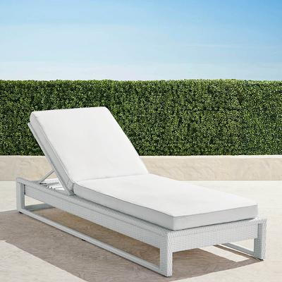 Palermo Chaise Lounge in White Wicker - Standard, Sand with Canvas Piping - Frontgate