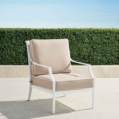 Grayson Lounge Chair with Cushions in White Aluminum - Standard, Sand with Natural Piping - Frontgate