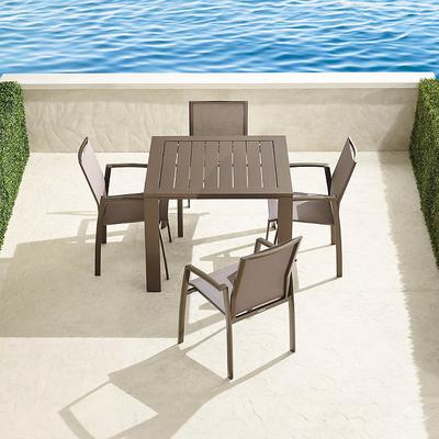 Newport 5-pc. Sq. Aluminum Dining Set - Architectural Bronze with Taupe sling - Frontgate Resort Collection™